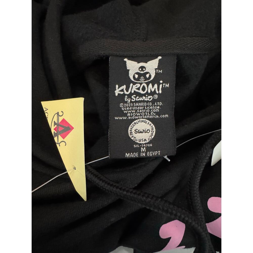 SANRIO KUROMI Hoodie NEW Double Graphic Kangaroo Pocket Black Size M - Picture 11 of 11